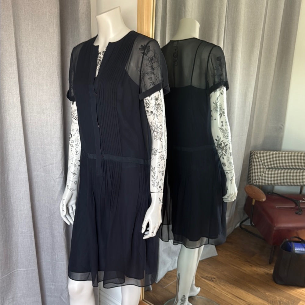 Vince Silk Sheer Sleeve Dress